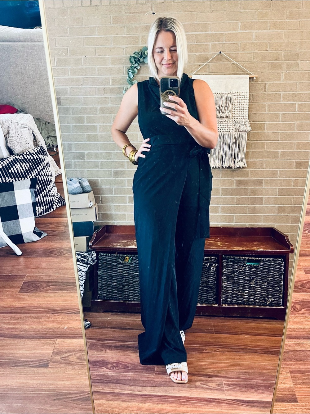 entro Black Sleeveless Jumpsuit with Waist Tie